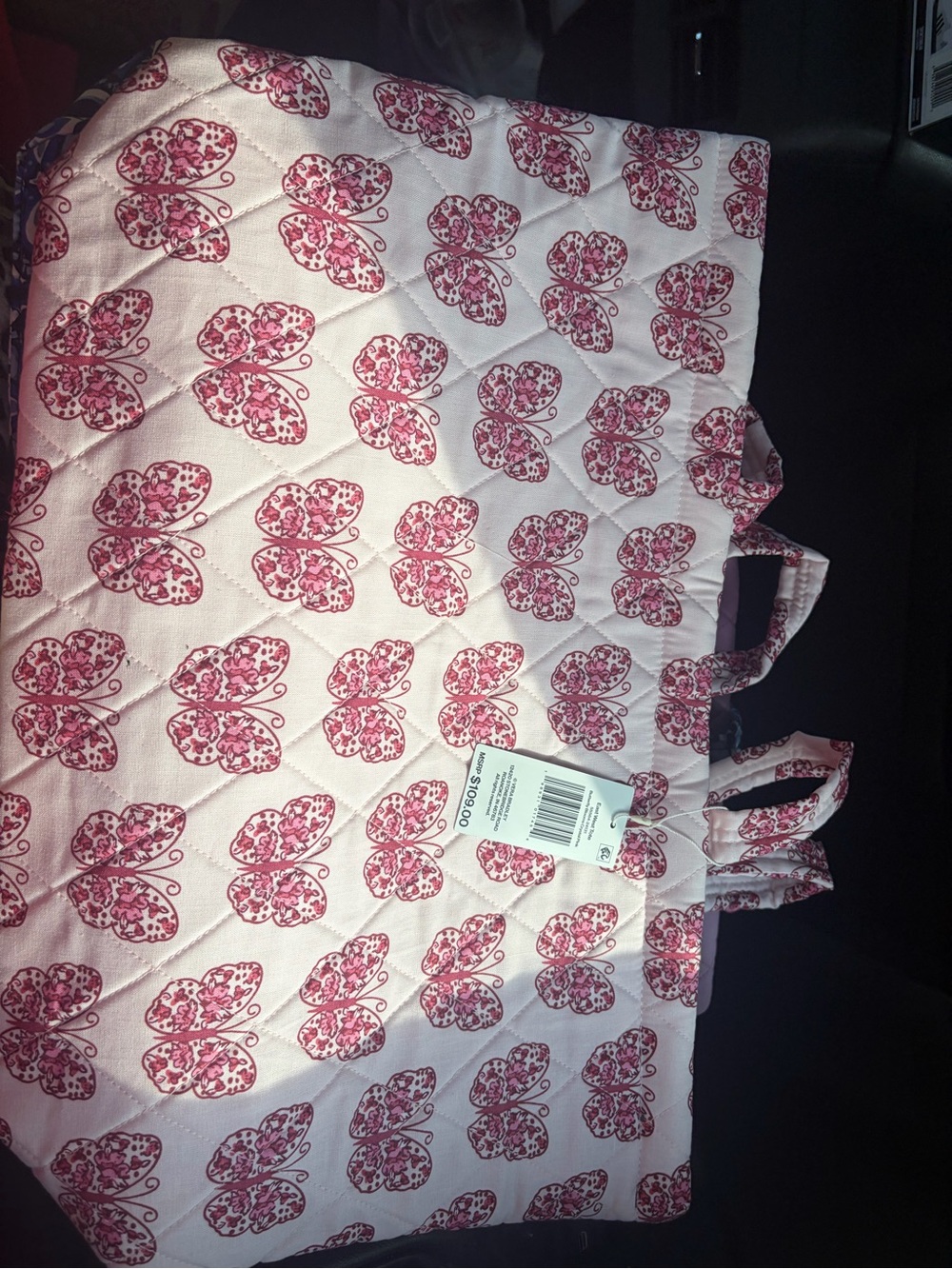 Pink Butterfly Quilted Tote Bag - Brand Vera bradley